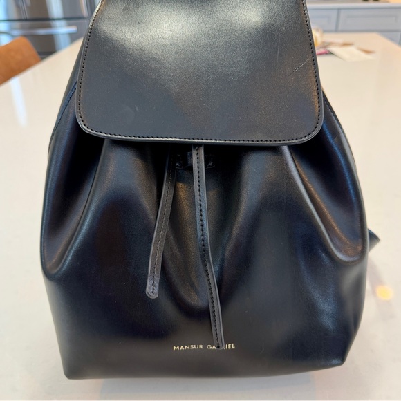 Mansur Gavriel Minimalist Leather Backpack in Black with Red Interior - Picture 2 of 14